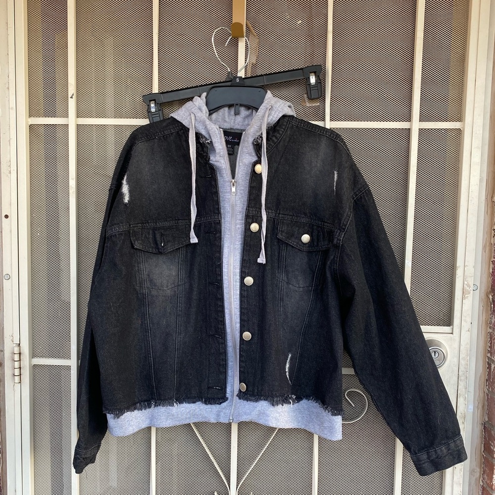 Jean jacket with hoodie size 3x